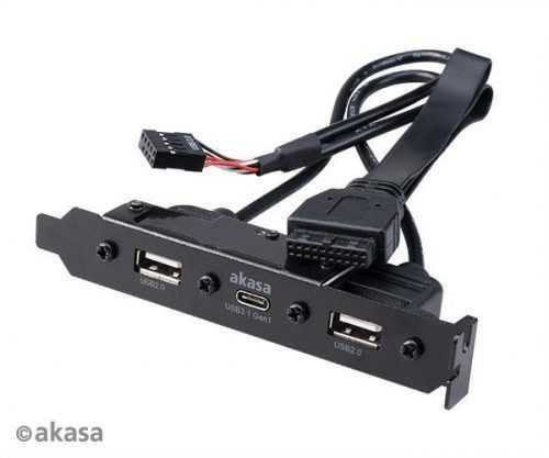 Vezérlőkártya Akasa USB 3.1 Gen 1 Type-C PCI-hez kettős USB 2.0 Type-A-val / AK-CBUB53-40BK