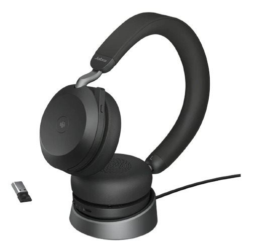 Vezeték nélküli fül-/fejhallgató Jabra Evolve2 75 MS Stereo USB-A Stand Black