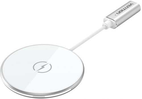 Vezeték nélküli töltő Vention FGA series Magnetic suction wireless charge 15W ultra thin mirror white 0.05m white