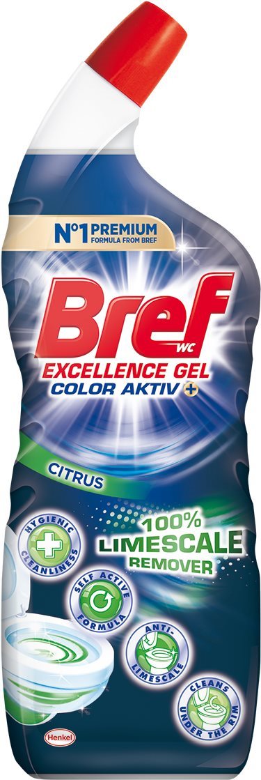 WC gél Bref Excellence Gel Color Aktiv+ Citrus WC tisztító 700 ml