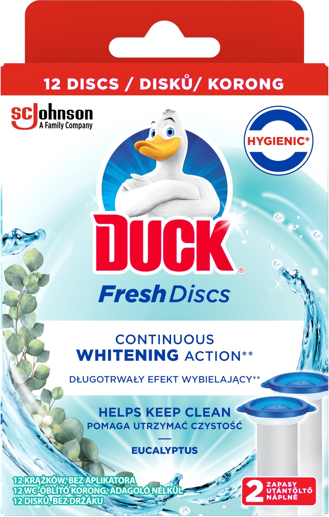 WC gél DUCK Fresh Discs duo refill Active Eucalyptus 2×36 ml