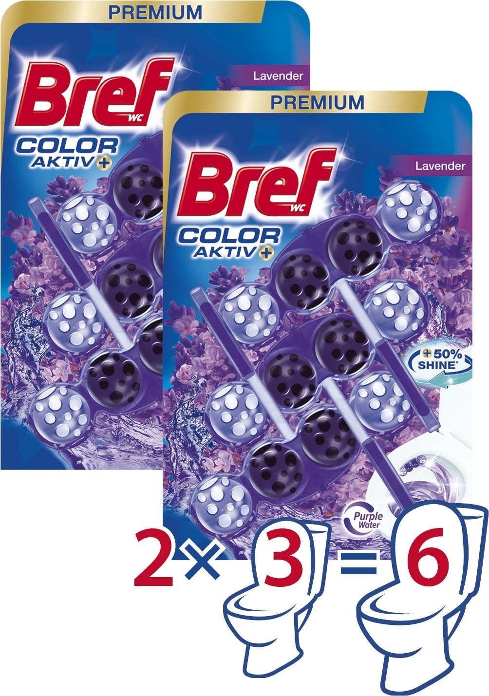 WC golyó BREF Purple Aktiv 6× 50 g