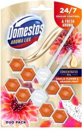 WC golyó DOMESTOS Aroma Lux Dahlia Flower & Dragonfruit 2× 55 g