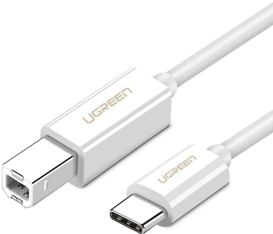 Adatkábel UGREEN USB-C to USB 2.0 Print Cable 1 m White