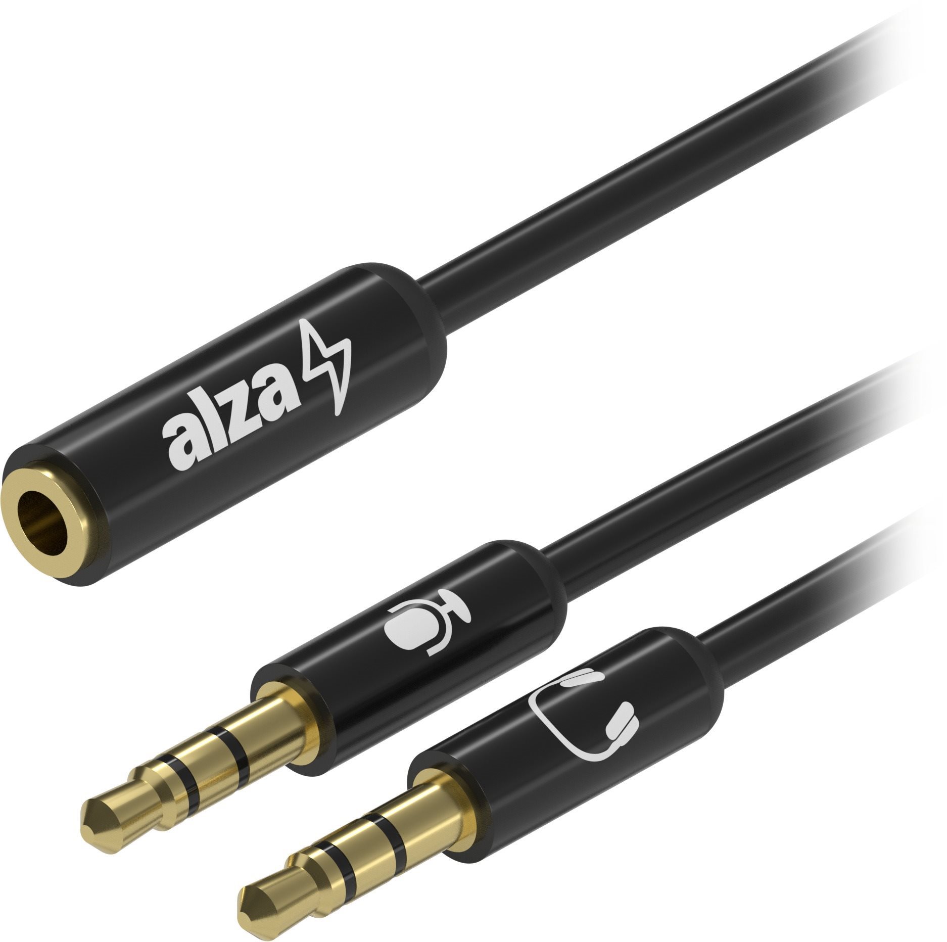 Átalakító AlzaPower 3.5mm Jack 4P-TRRS (F) to 2x 3.5mm Jack (M) 0