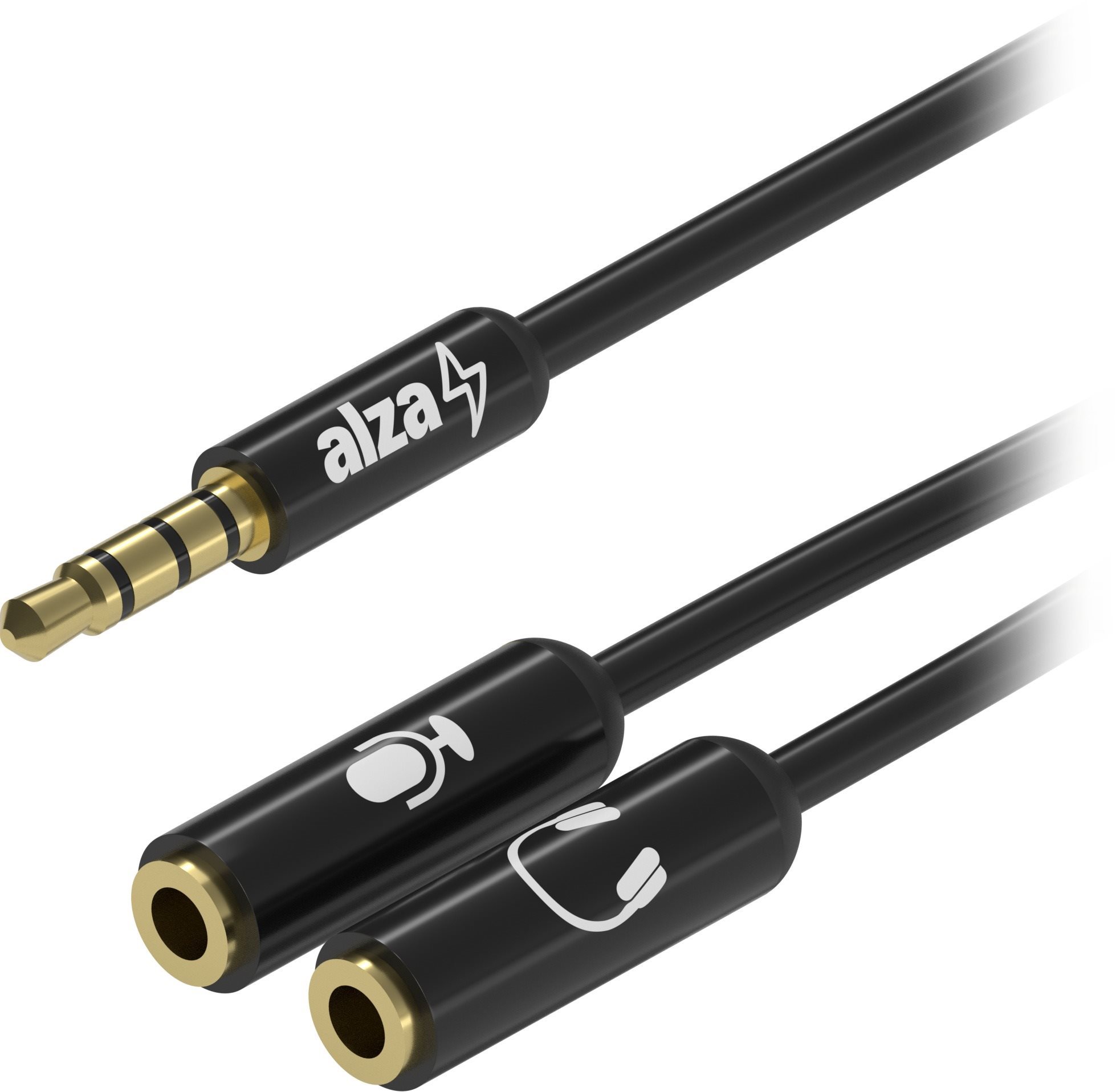 Átalakító AlzaPower 3.5mm Jack 4P-TRRS (M) to 2x 3.5mm Jack (F) 0
