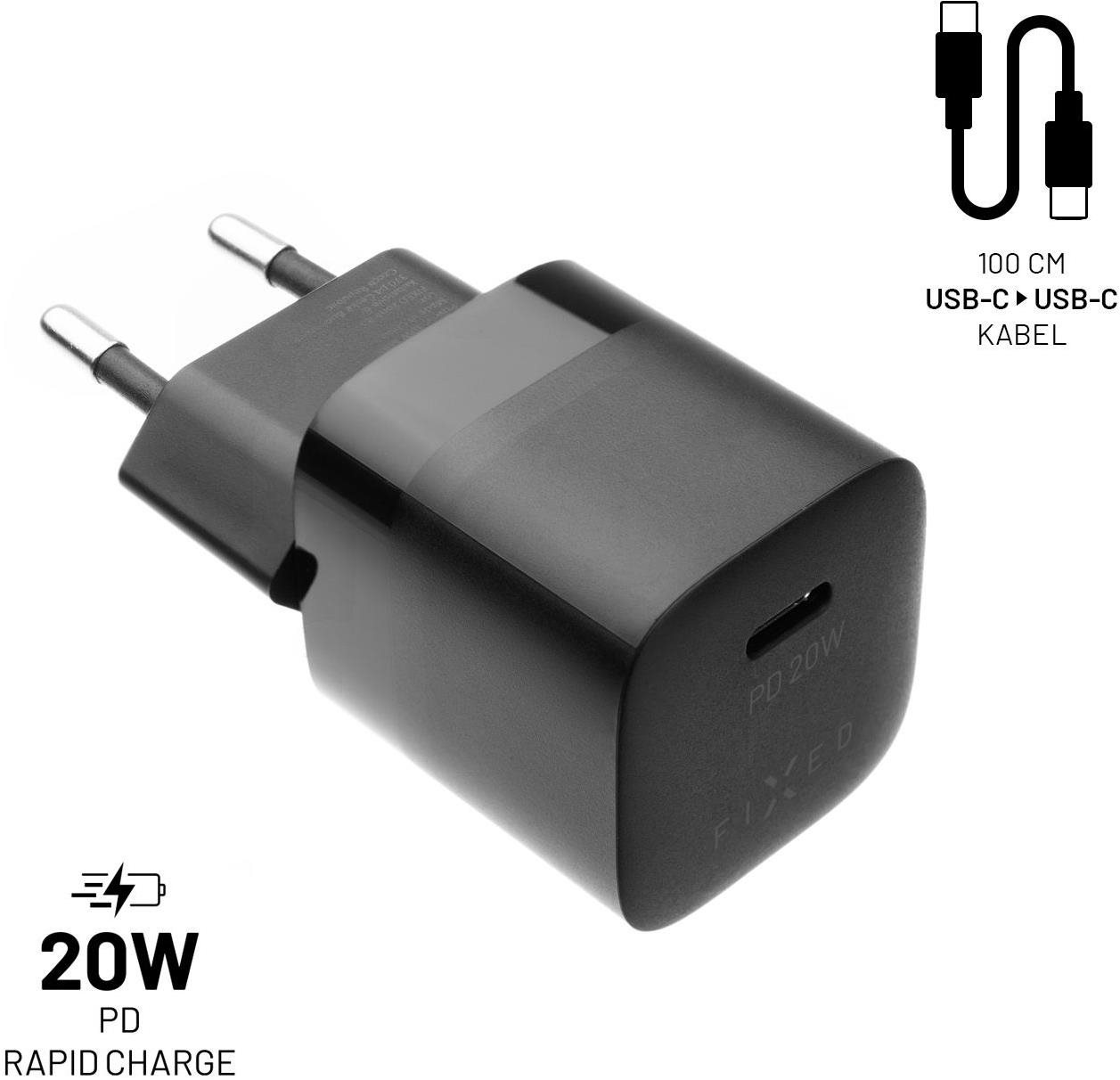 Hálózati adapter FIXED PD Rapid Charge Mini USB-C kimenettel és USB-C/USB-C kábellel