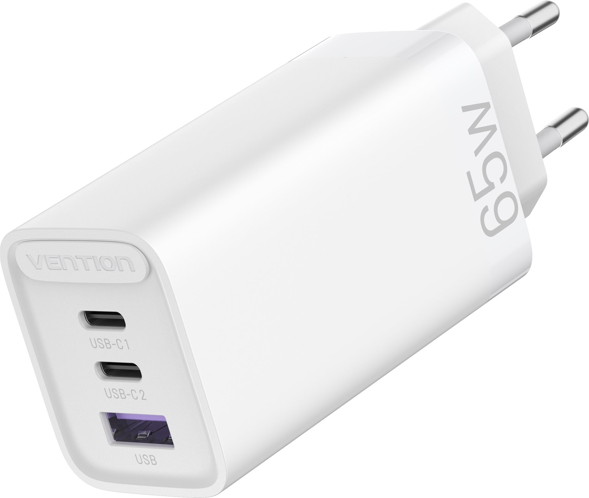 Hálózati adapter Vention 3-port GaN Charger (65W USB-C / 30W USB-C / 30W USB) White