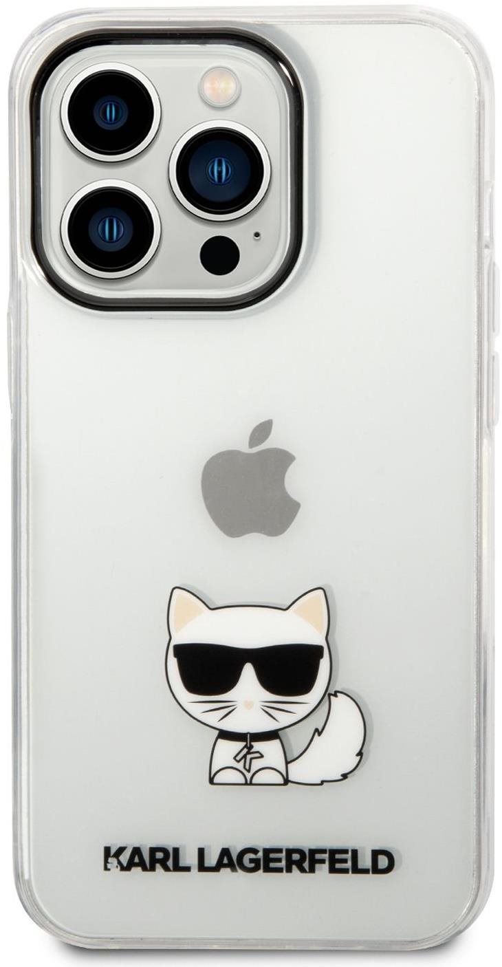 Telefon tok Karl Lagerfeld Choupette Logo hátlap iPhone 14 Pro Transparent készülékhez