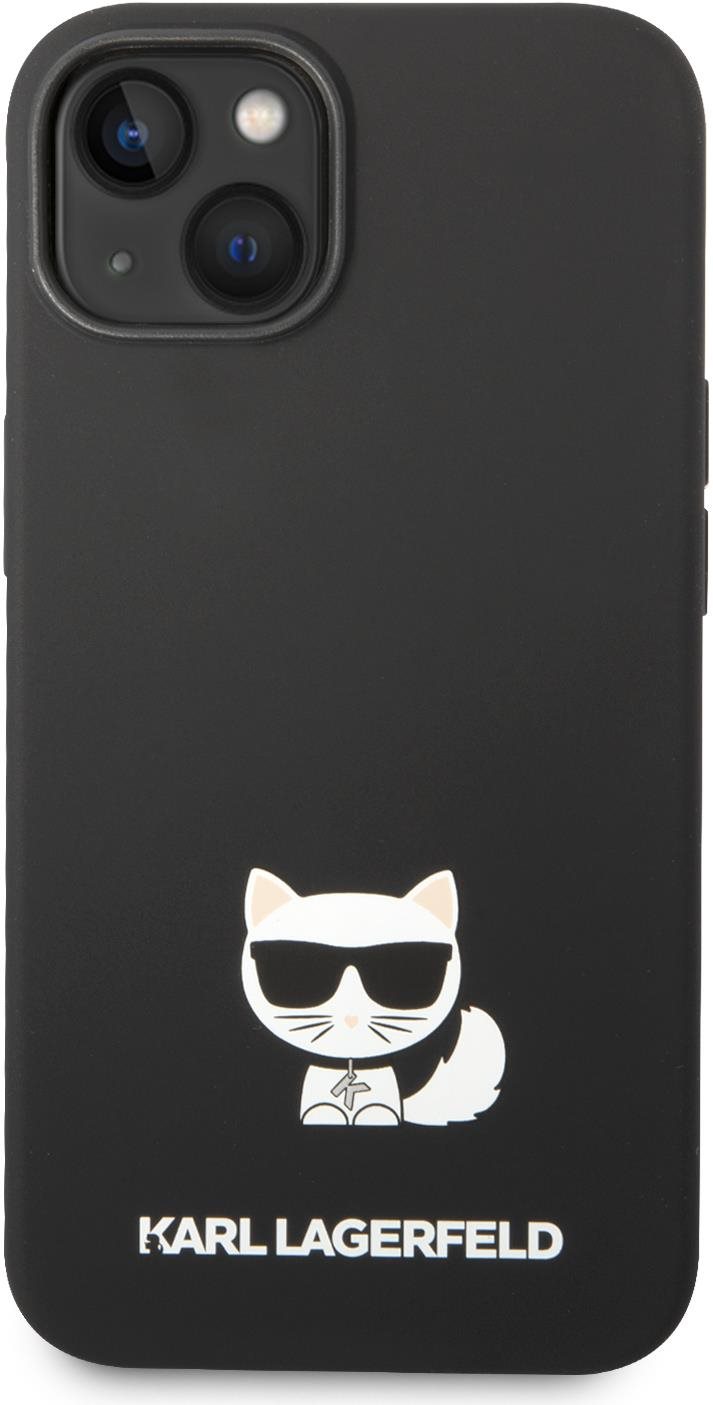 Telefon tok Karl Lagerfeld Liquid Silicone Choupette iPhone 14 fekete hátlap tok