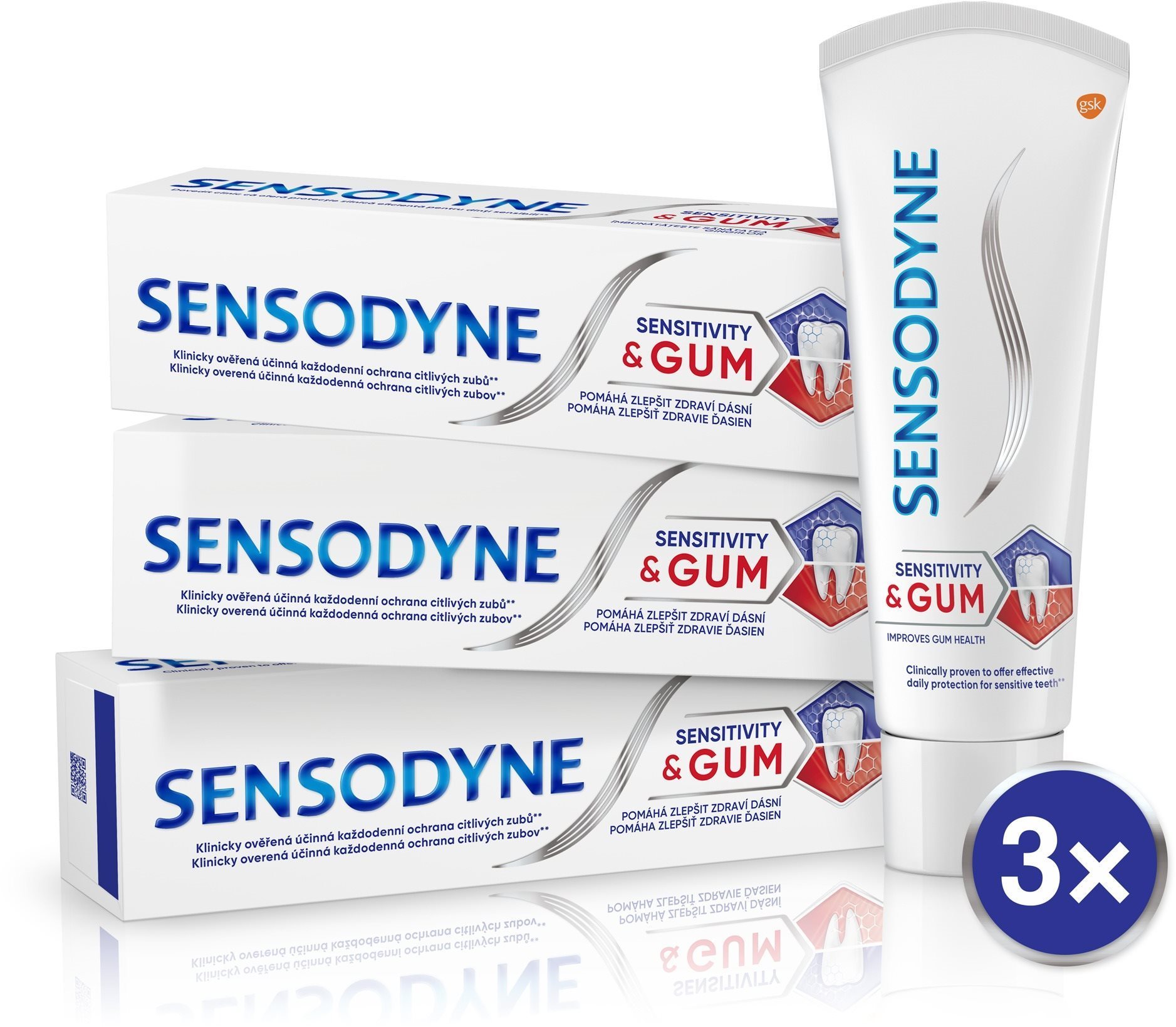Fogkrém SENSODYNE Sensitivity & Gum 3 × 75 ml