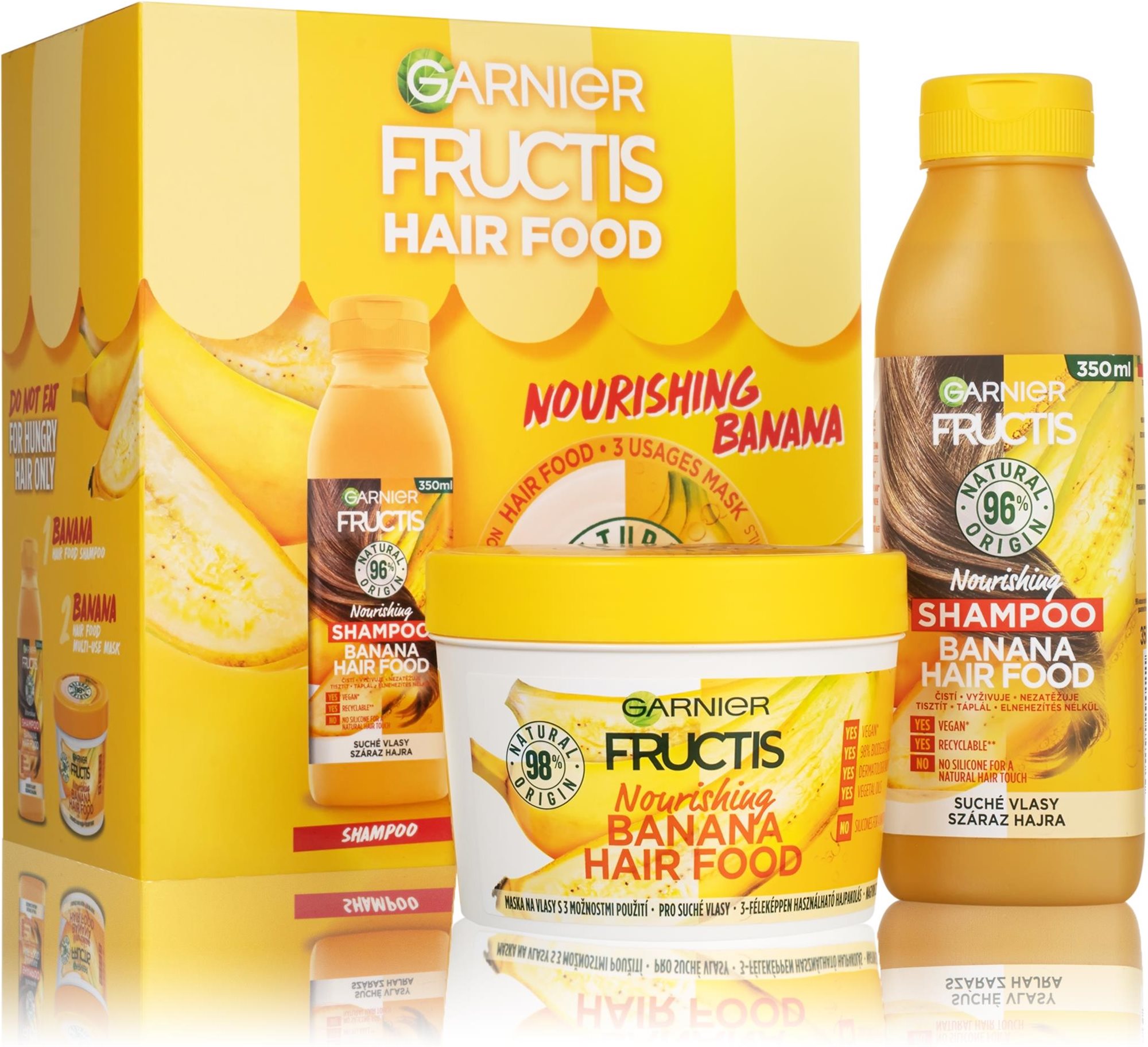 Hajápoló szett GARNIER Fructis Hair Food Banana ajándékcsomag száraz hajra