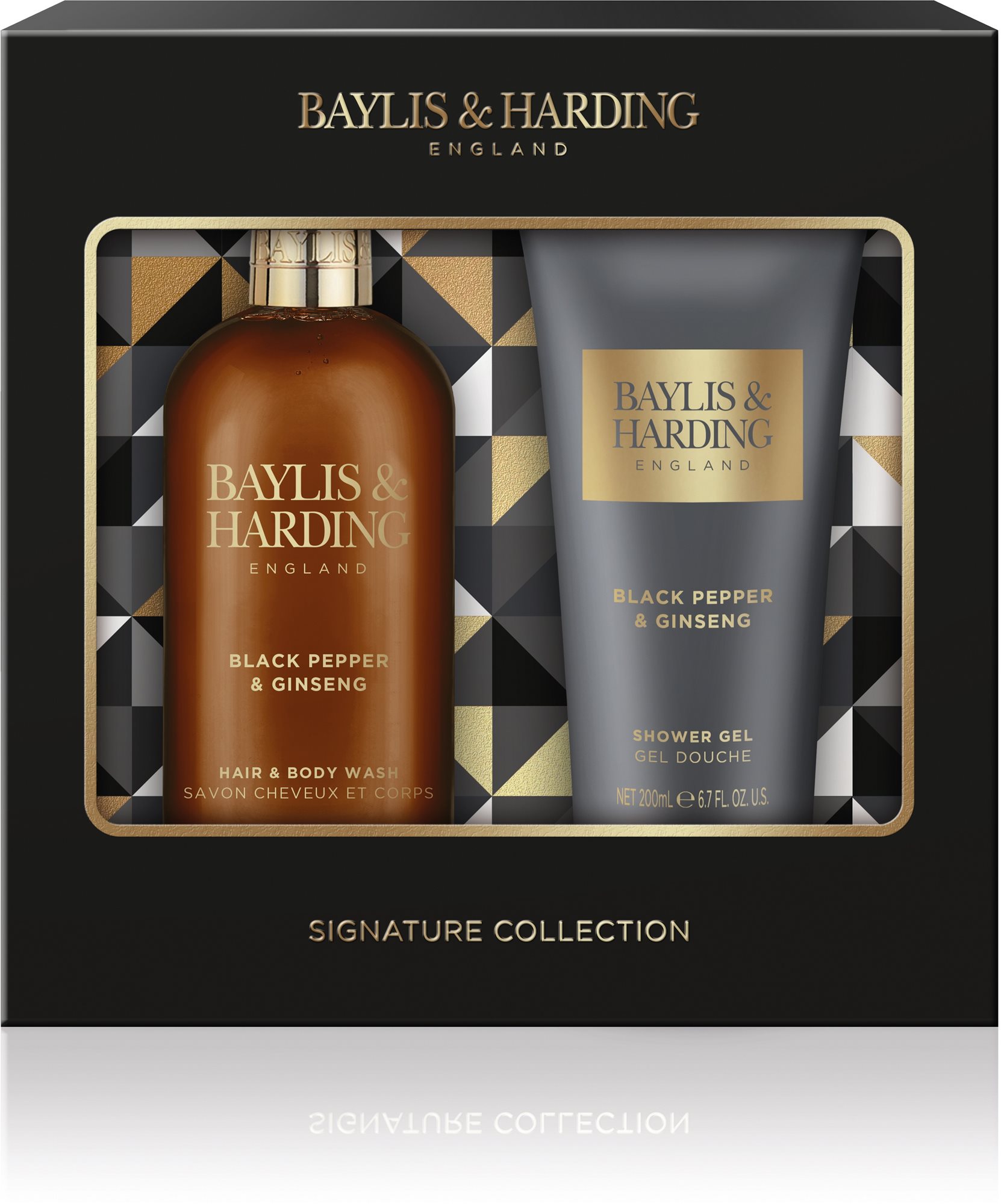 Kozmetikai ajándékcsomag BAYLIS & HARDING Férfi testápoló szett 2db - Fekete bors és ginzeng