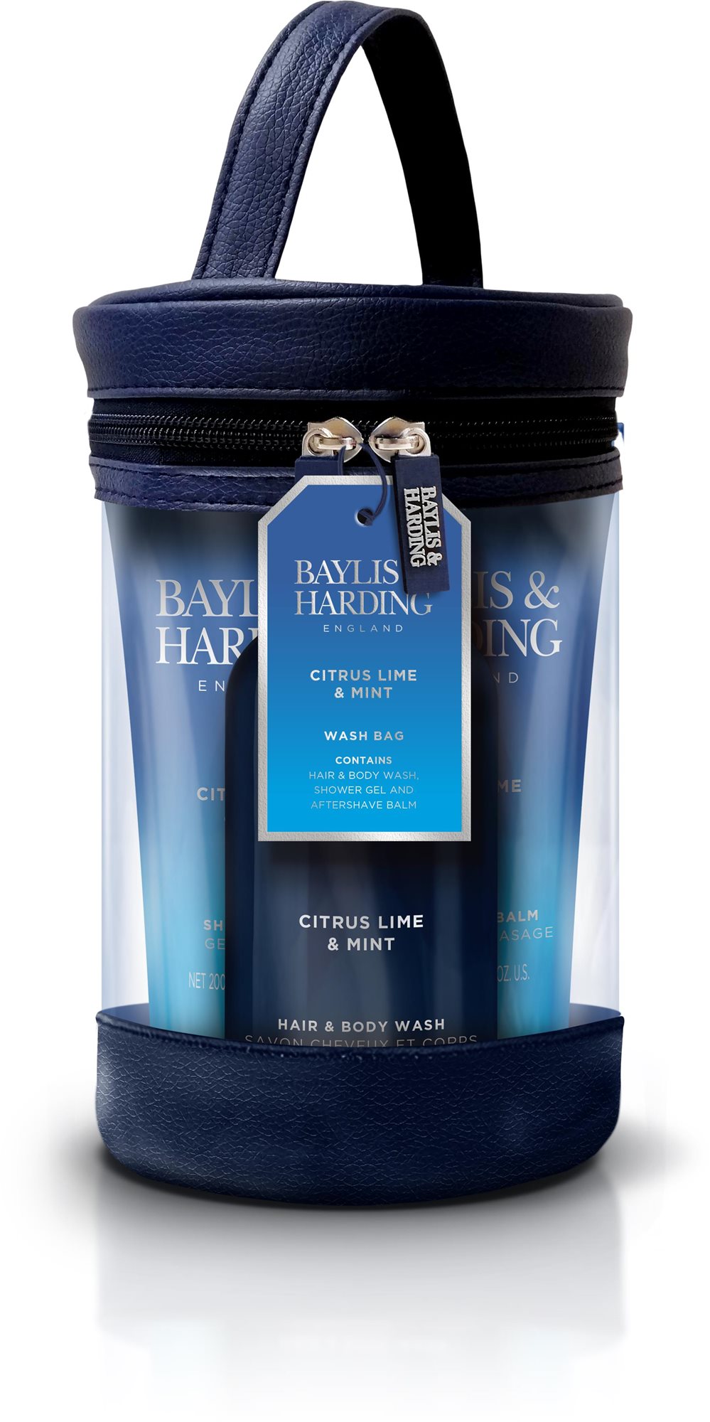 Kozmetikai ajándékcsomag BAYLIS & HARDING Férfi testápoló szett toalett-táskában - Men's Citrus Lime & Mint