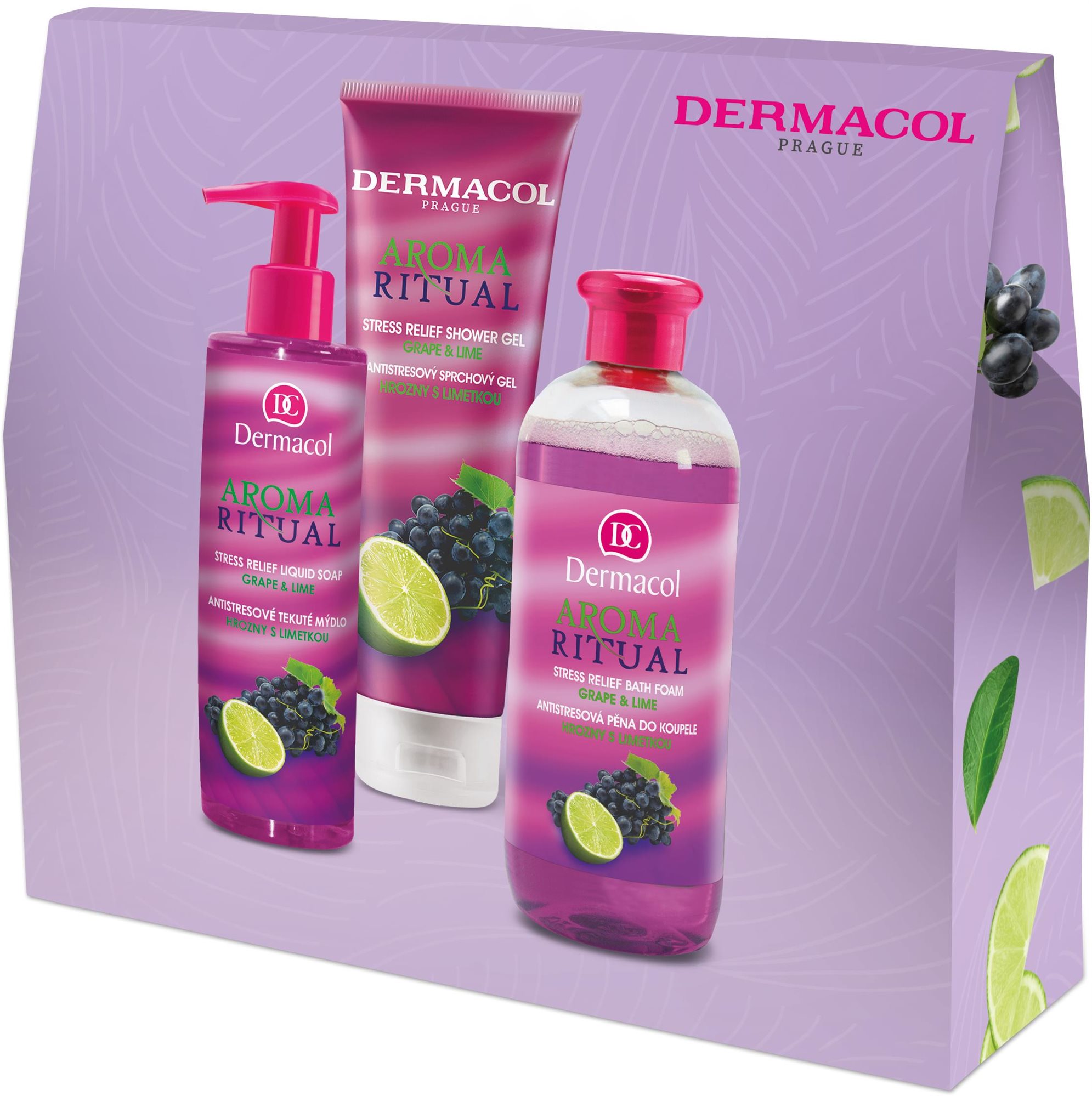Kozmetikai ajándékcsomag DERMACOL Aroma Ritual Szőlő lime-mal I. Szett