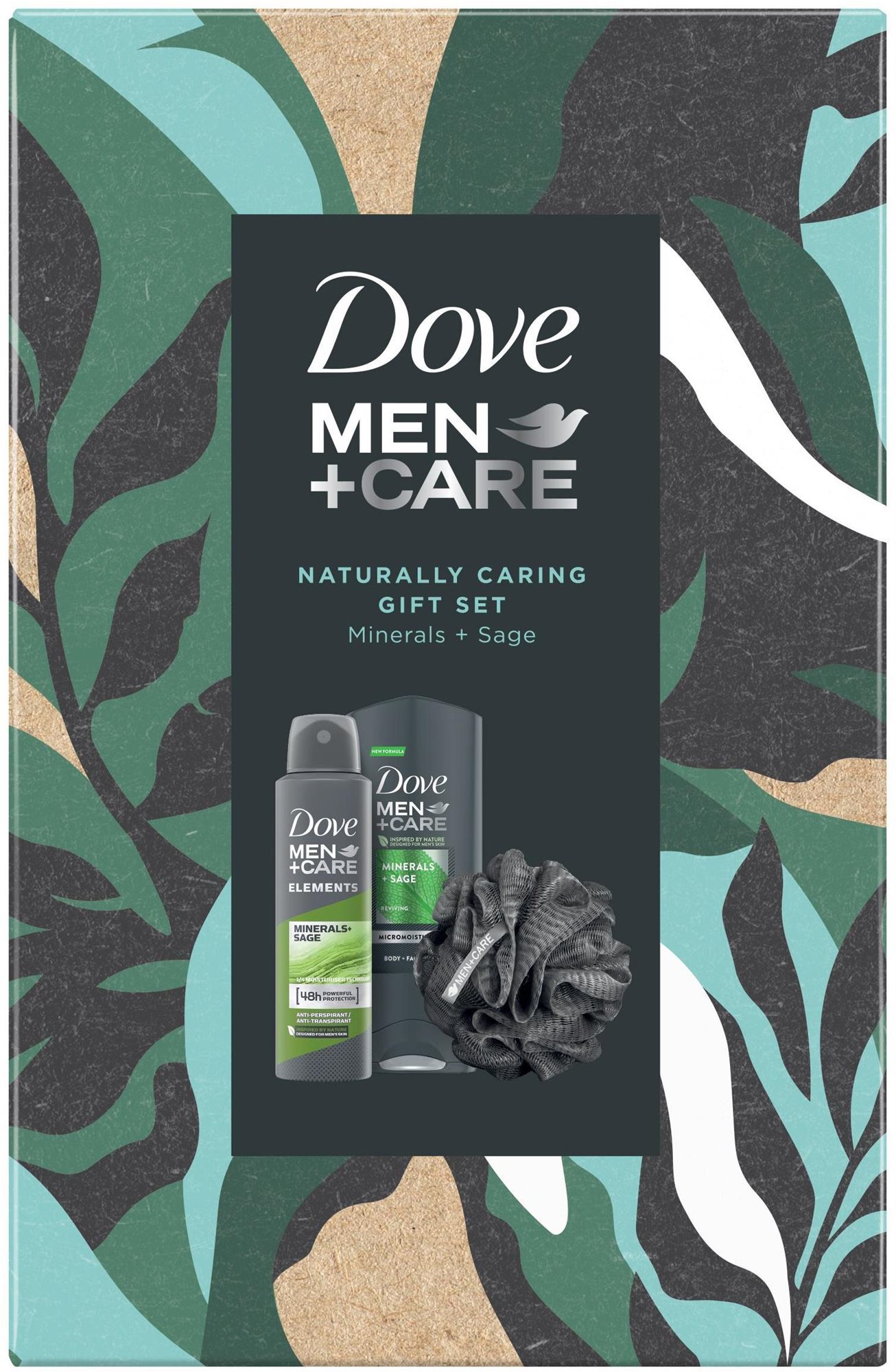 Kozmetikai ajándékcsomag DOVE Men+Care fürdőszivaccsal X22