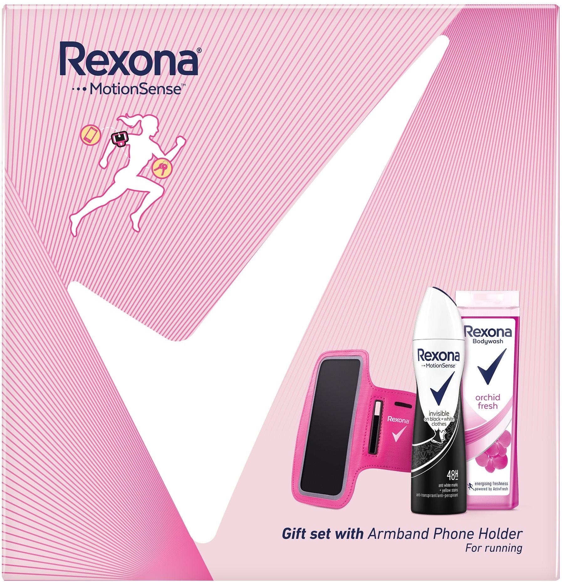 Kozmetikai ajándékcsomag REXONA Invisible On Black&White Női szett sport telefontokkal