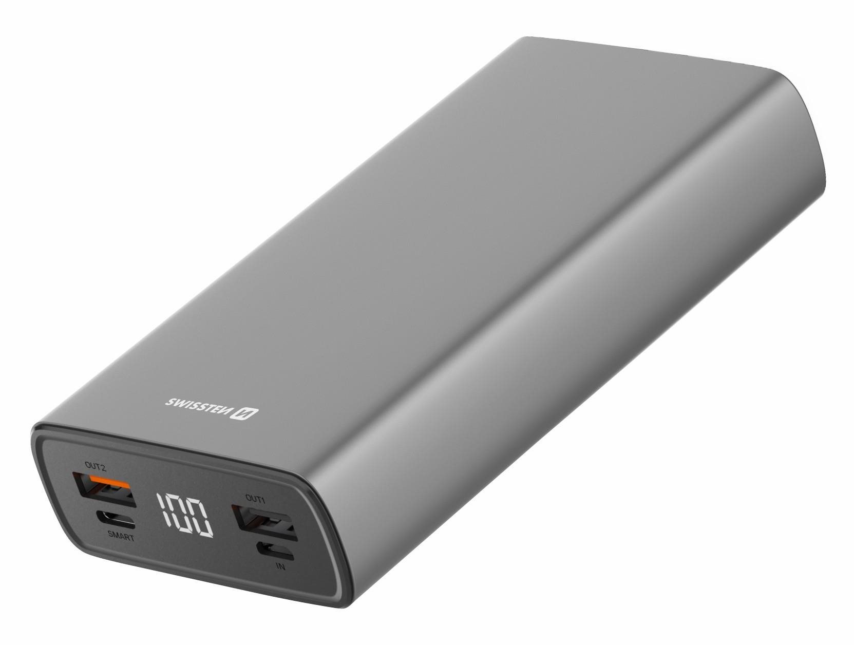 Powerbank Swissten Aluminum Power Bank 20000 mAh 20W Power Delivery szürke