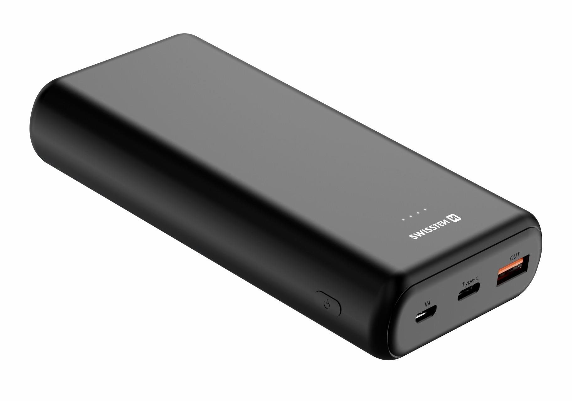 Powerbank Swissten Power Line Power Bank 20000 mAh 20W Power Delivery fekete