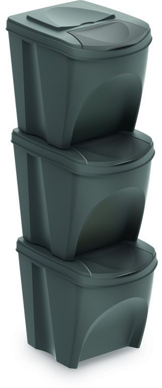 Szemetes Prosperplast szelektív hulladékgyűjtő szemetes 3 x 25l PH Szürke
