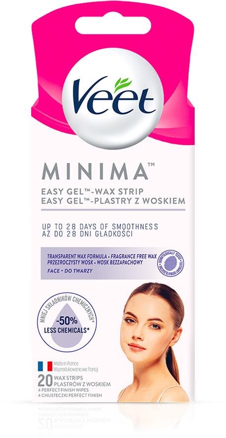 Szőrtelenítő csíkok VEET Minima Hypoallergenic Wax Strips Face 20 db