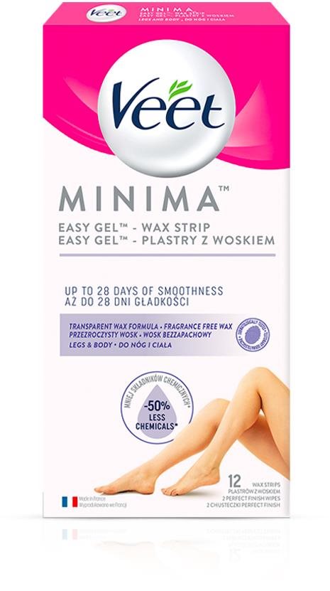 Szőrtelenítő csíkok VEET Minima Hypoallergenic Wax Strips Legs 12 db