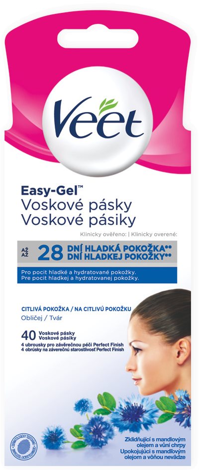 Szőrtelenítő csíkok VEET Wax Strips Face Sensitive Skin 40 db