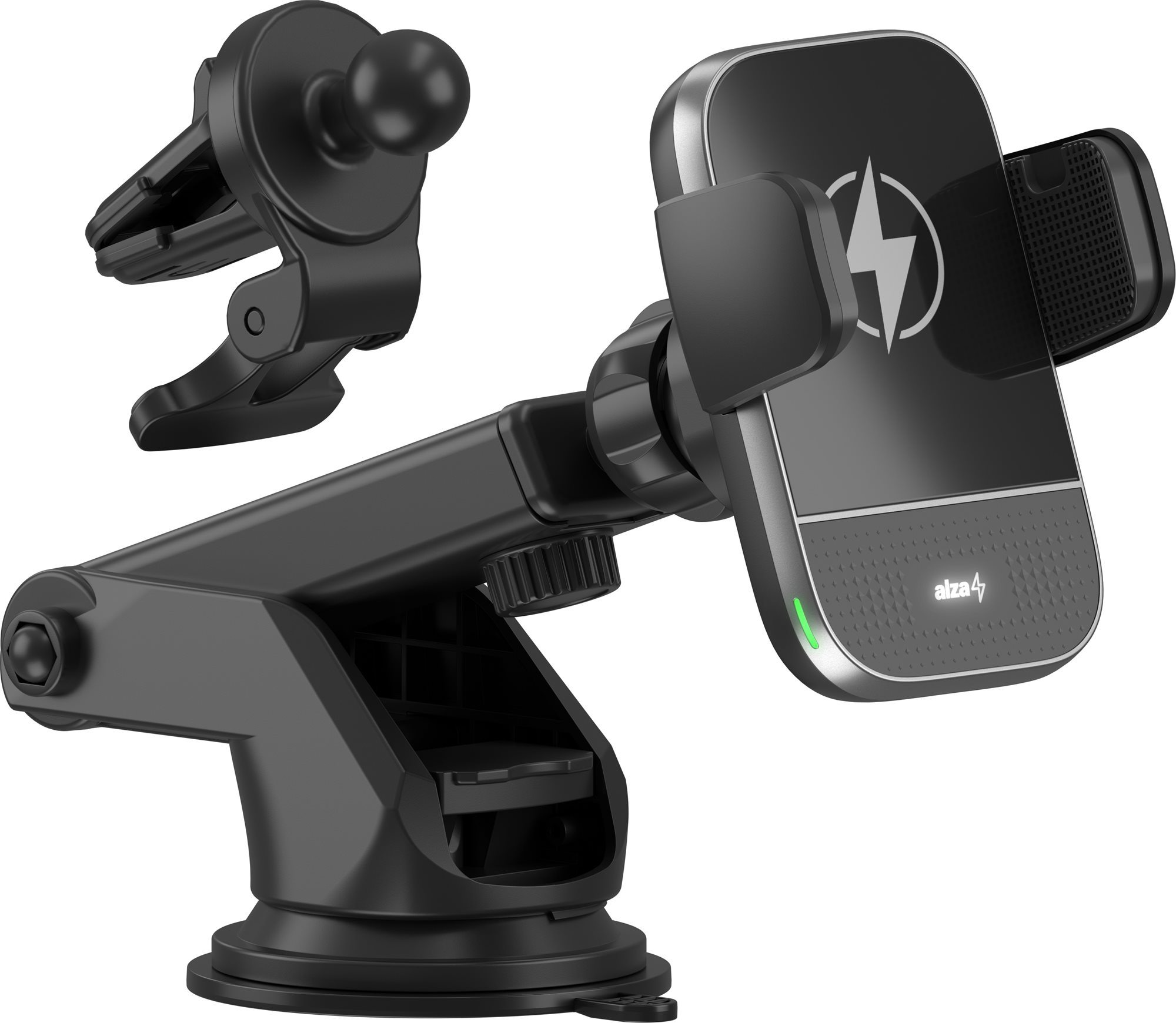 Telefontartó AlzaPower WF440 Magnetic Wireless Car Charger 15 W fekete