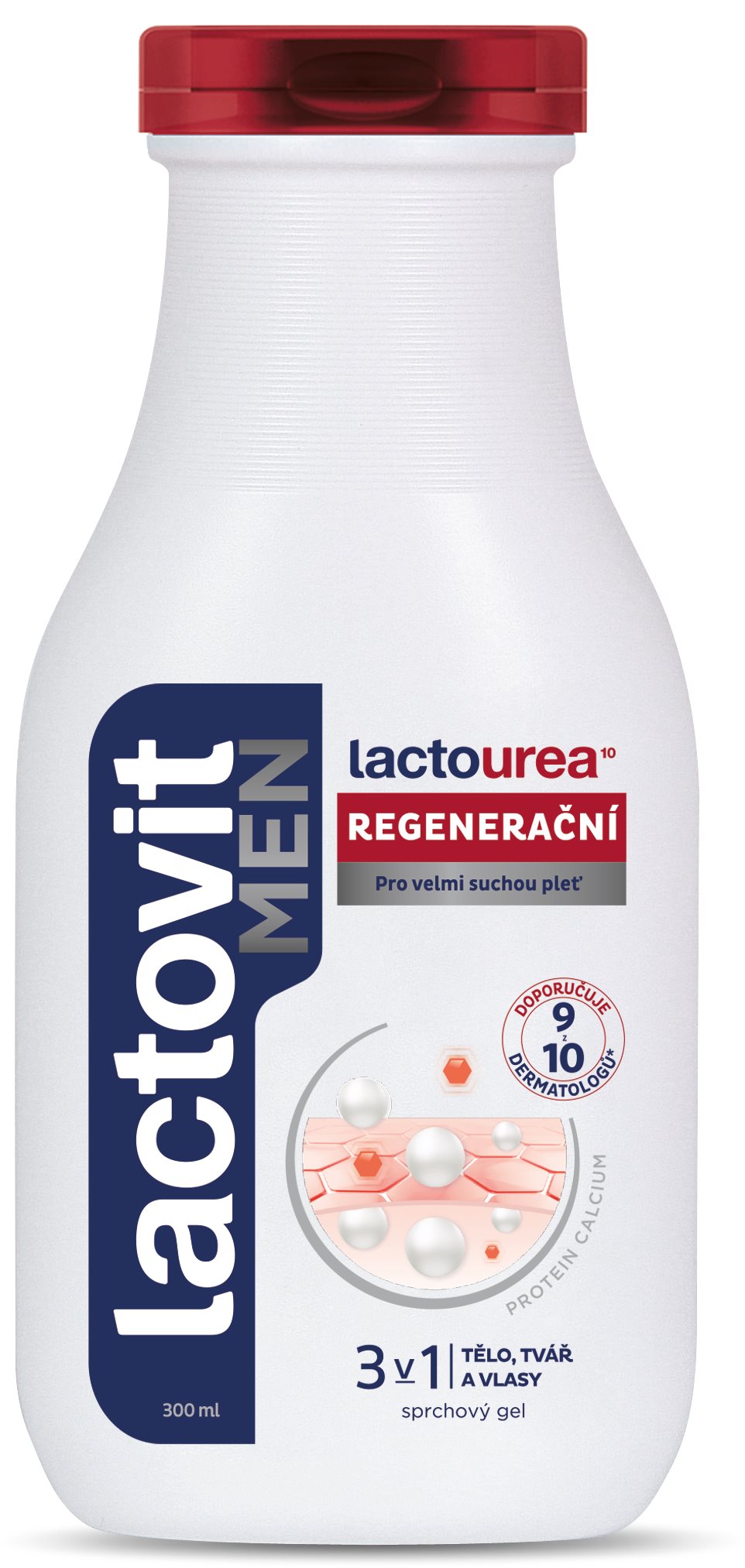 Tusfürdő LACTOVIT Men Lactourea1° Regeneráló 3 az 1-ben tusfürdő 300 ml