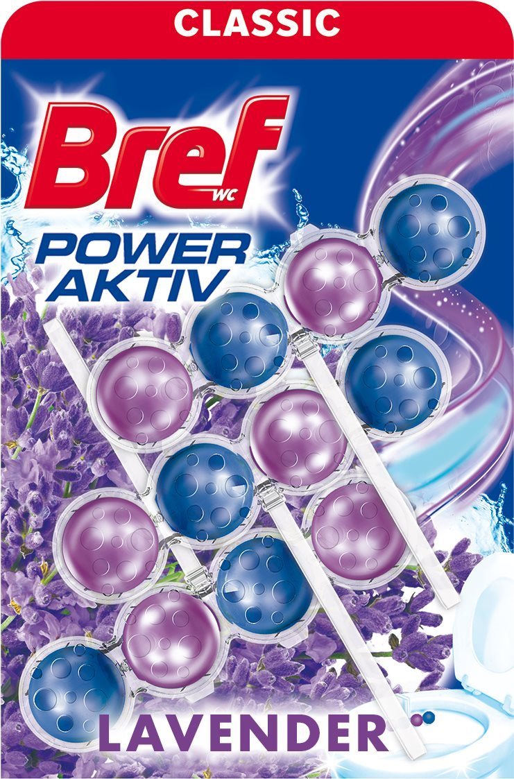 WC golyó BREF Power Aktiv Lavender 3× 50 g