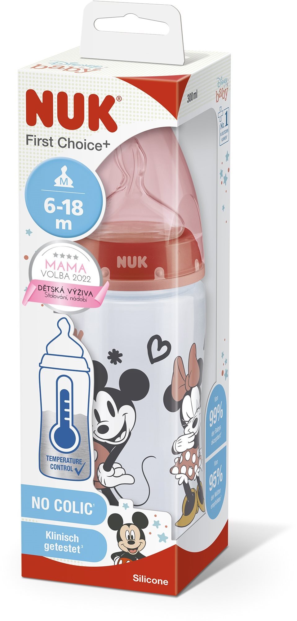 Cumisüveg NUK FC+ Mickey cumisüveg hőmérséklet-ellenőrzővel 300 ml