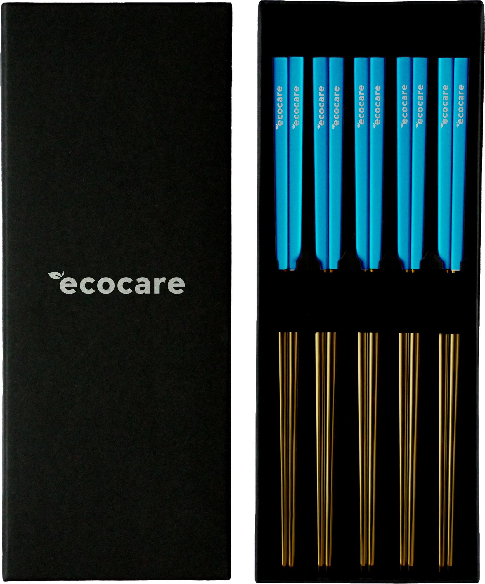 Evőeszközkészlet ECOCARE Fém Sushi pálcika doboz arany-kék 10 db