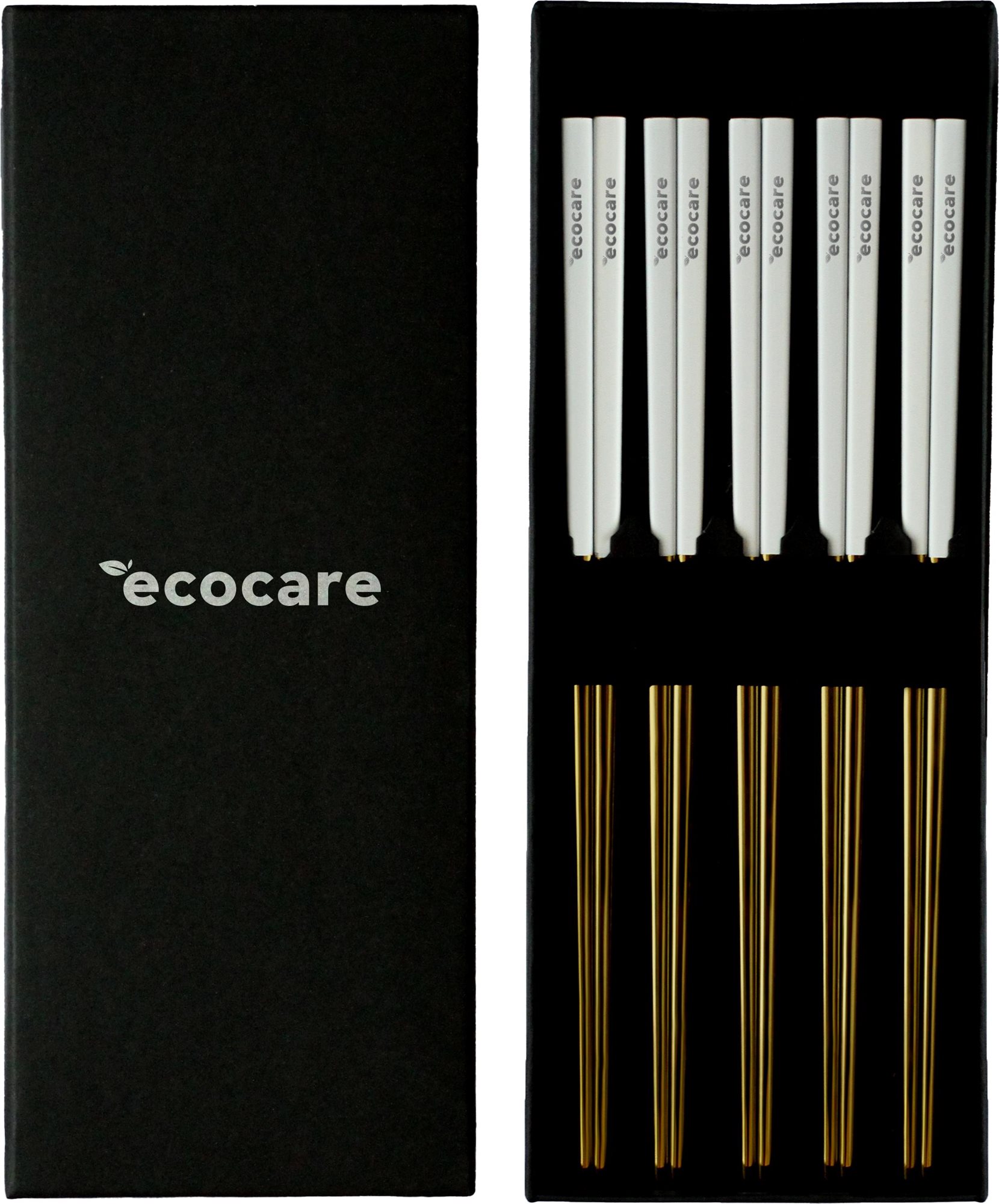 Evőeszközkészlet ECOCARE fém Sushi pálcika doboz arany-fehér 10 db