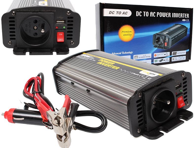 'Feszültség-átalakító Carspa 24 V/230 V+USB 600 W