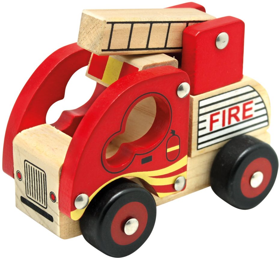 Játék autó Bino fa tűzoltóautó