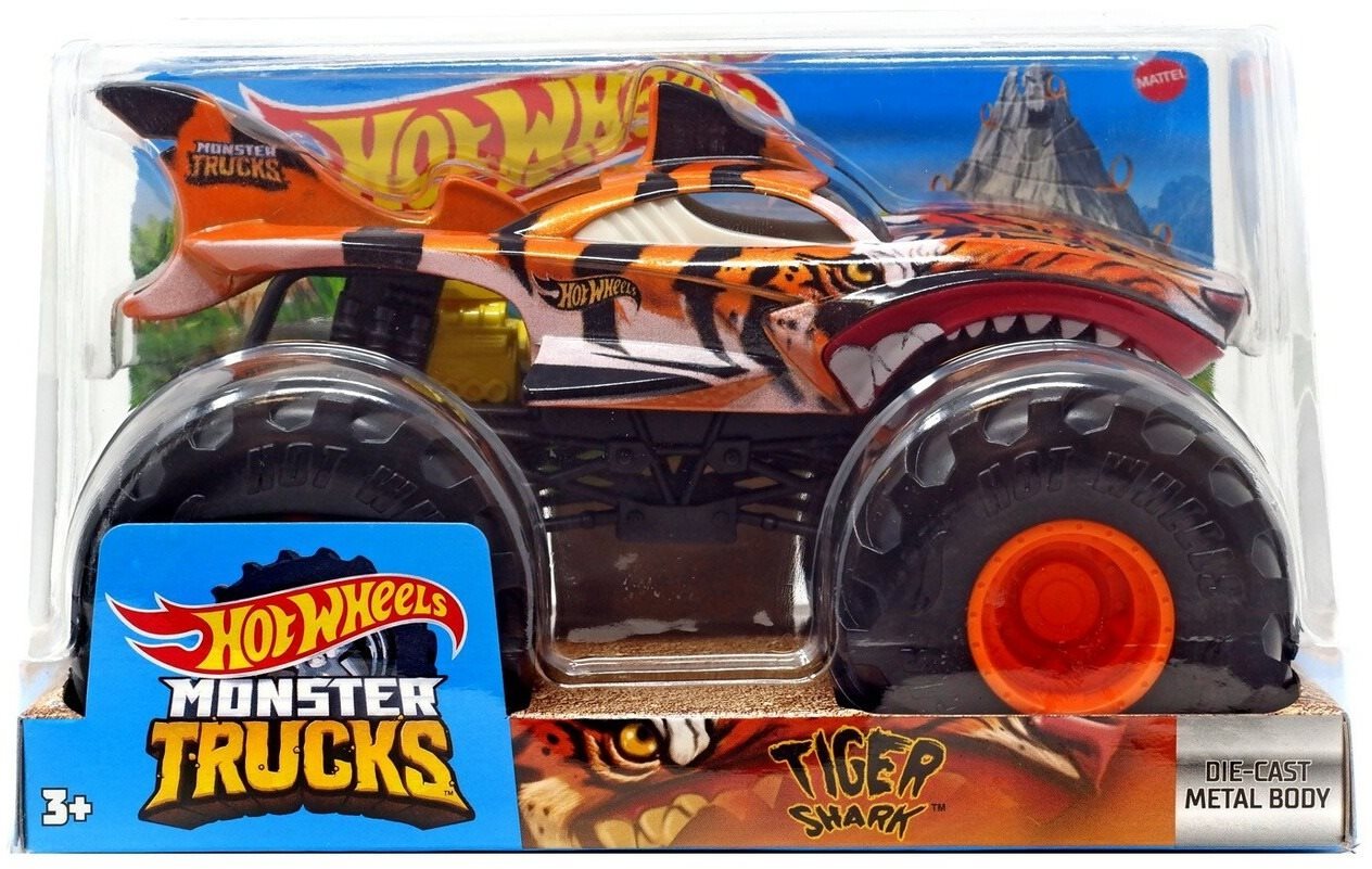 Játék autó Hot Wheels Monster Trucks Nagy teherautó - Tigriscápa