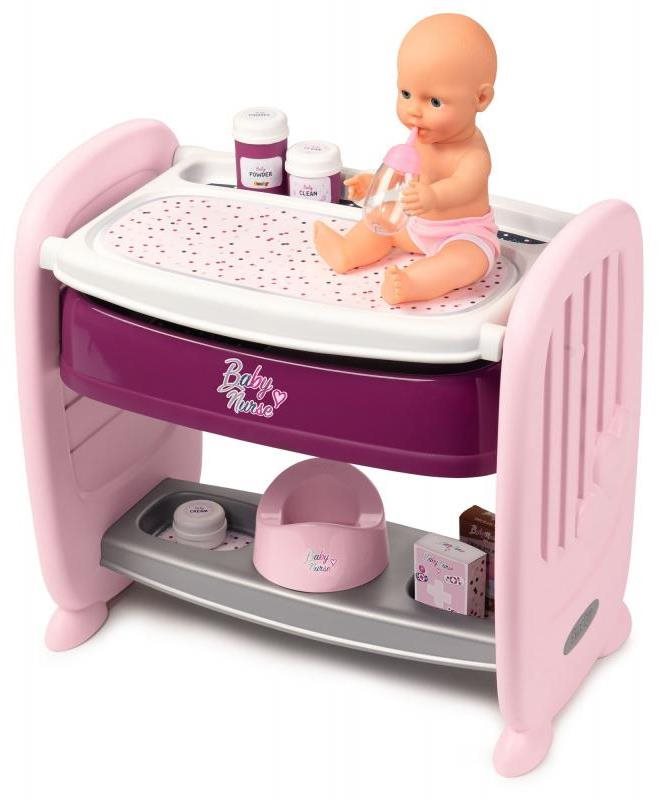 Játék bababútor Smoby Baby Nurse 2 az 1-ben kiságy/ pelenkázóasztal