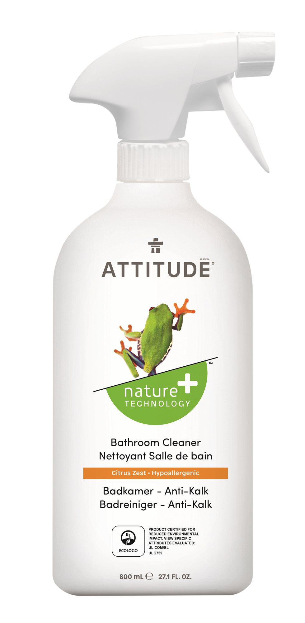 Környezetbarát tisztítószer ATTITUDE fürdőszoba tisztítószer spray citromhéj illattal
