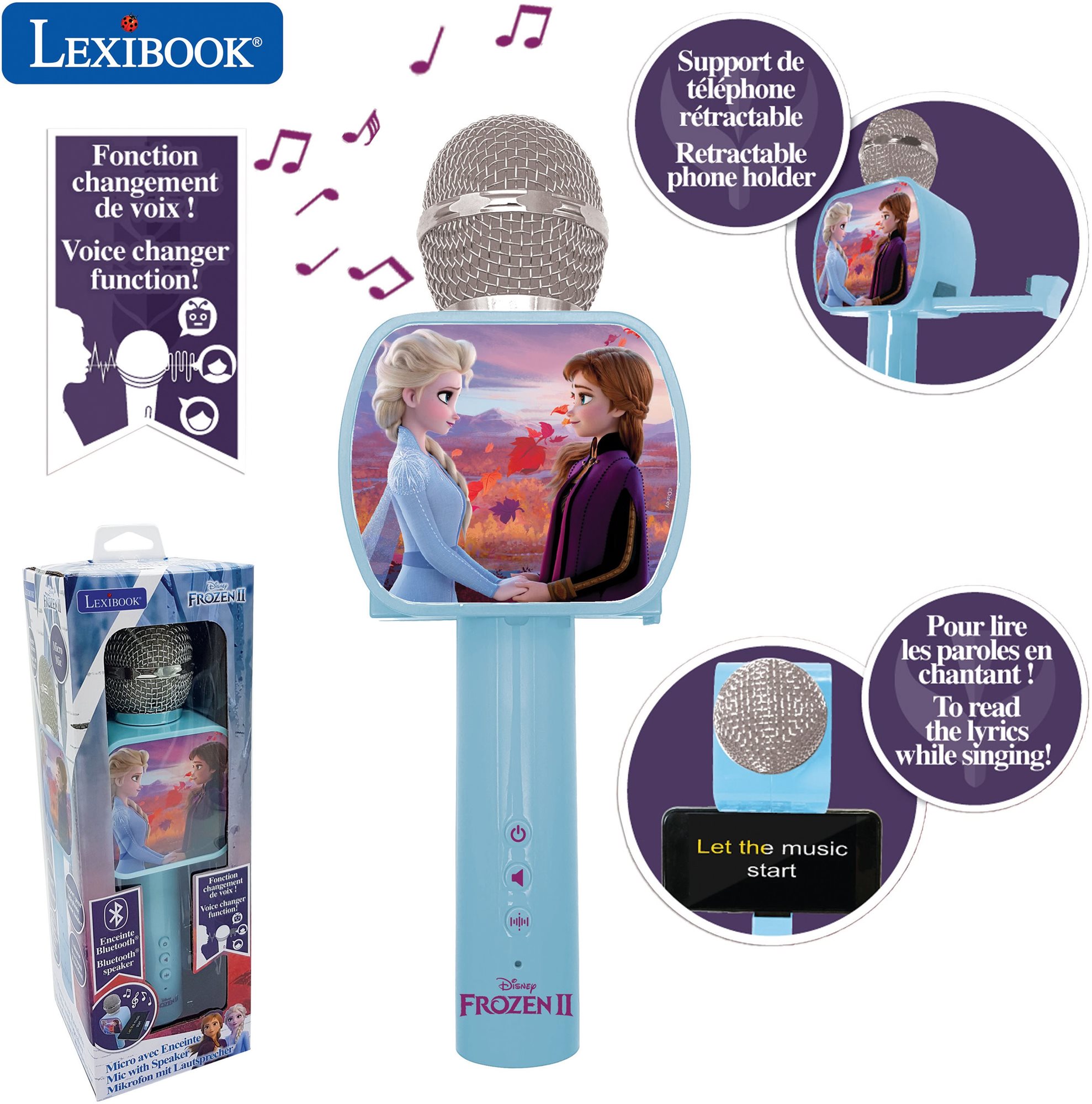 Mikrofon Lexibook Jégvarázs vezeték nélküli mikrofon Bluetooth hangszóróval