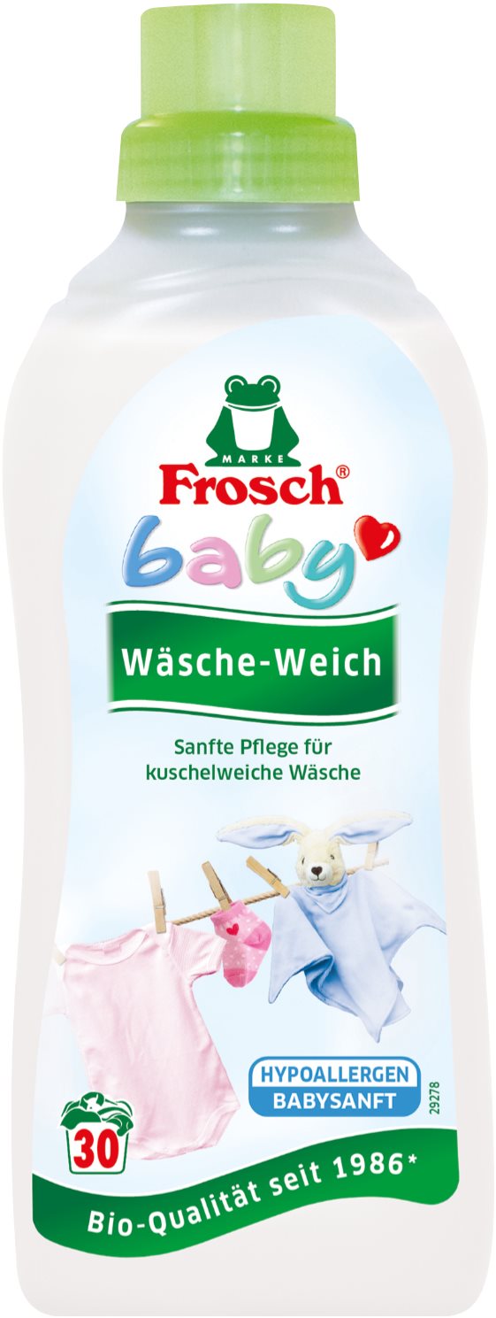 Öko-mosógél FROSCH EKO Baby hipoallergén folyékony öblítőszer csecsemő- és gyerekruhákhoz 750 ml