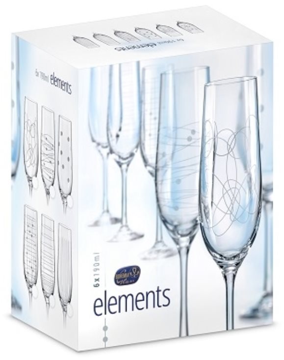 Pohár Crystalex pezsgőspoharak 190ml 6db ELEMENTS