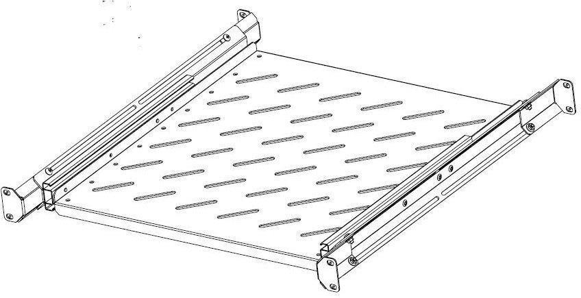 Polc Legrand EvoLine 4 pontos kihúzható polc 1U 800mm 65kg