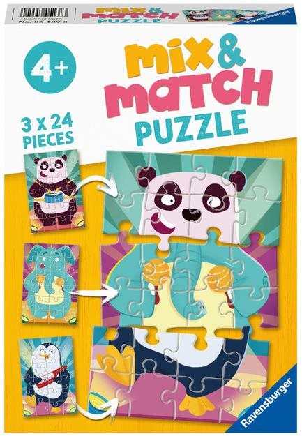 Puzzle Ravensburger 051373 Mix & Match Puzzle Vicces állatok 3x24 darab