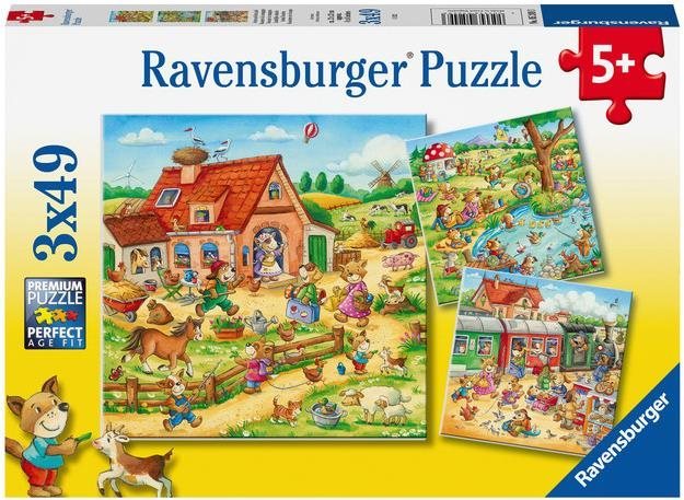 Puzzle Ravensburger Puzzle 052493 Nyaralás vidéken 3x49 db