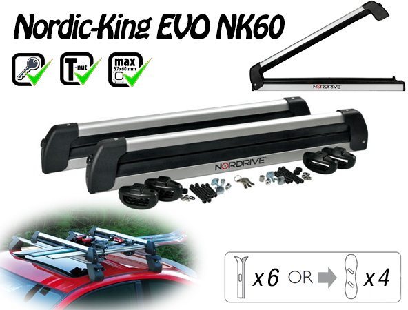 Síszállító Nordrive Nordic King Evo Carrier 6 pár síléchez/4 snowboardhoz