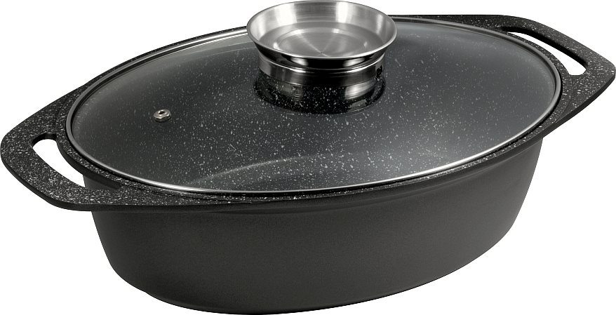 Sütőedény CS Solingen MARBURG Sütőtál márványos felülettel és aromazáró fedővel 32 cm