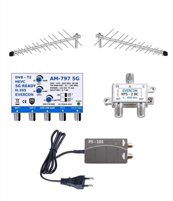 TV antenna EVERCON antennakészlet 3 TV-hez 797-101-3