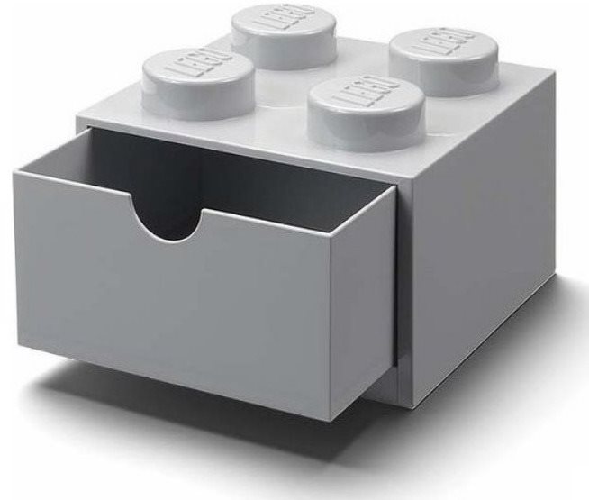 Tárolódoboz LEGO asztali doboz 4 fiókkal - szürke