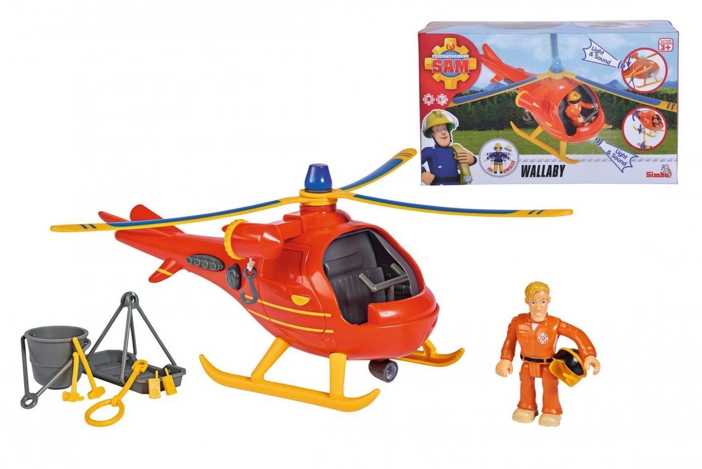 Távvezérelhető helikopter Simba Tűzoltó Sam helikopter figurával