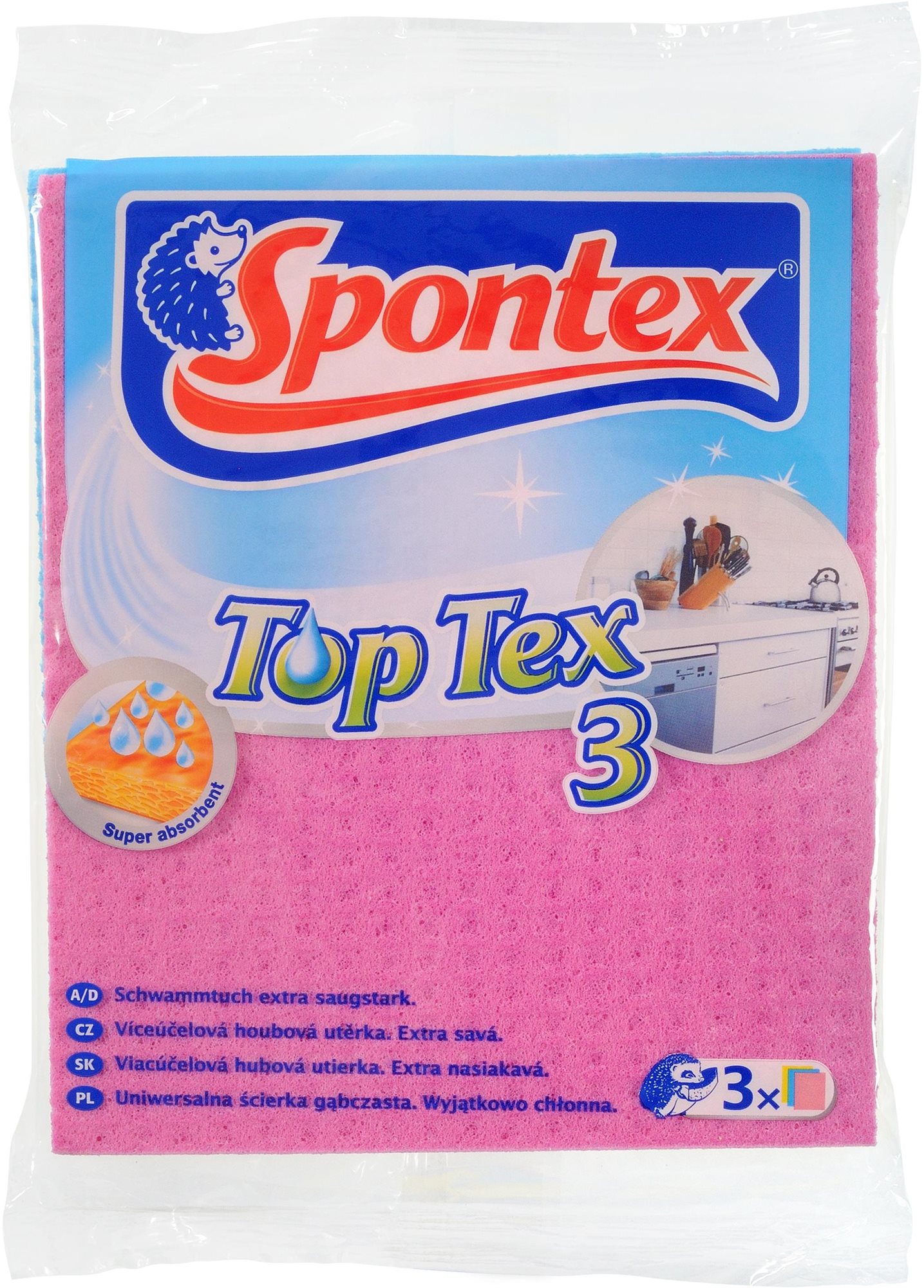 Törlőkendő SPONTEX Top Tex szivacsos kendő 3 db
